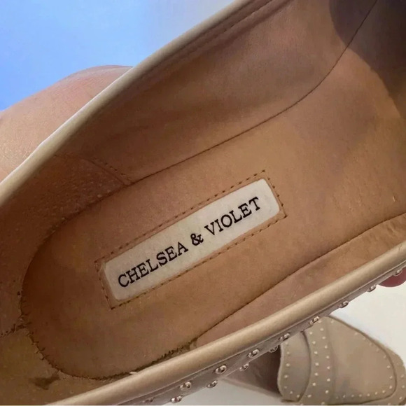 Chelsea & Violet Lisle Tan Leather Studded Loafers Shoes size 9 - Picture 9 of 10